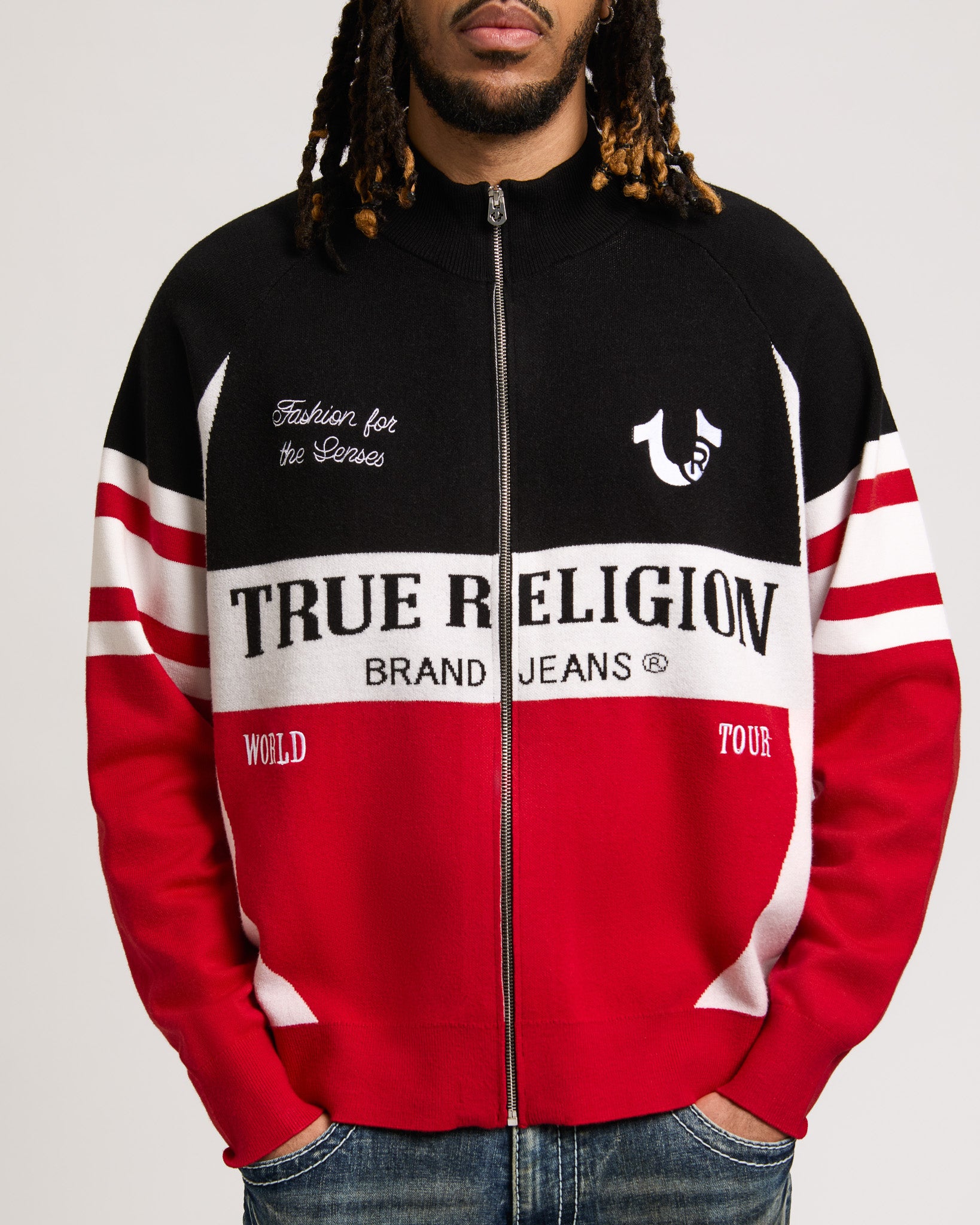 RACING RAGLAN ZIP SWEATER