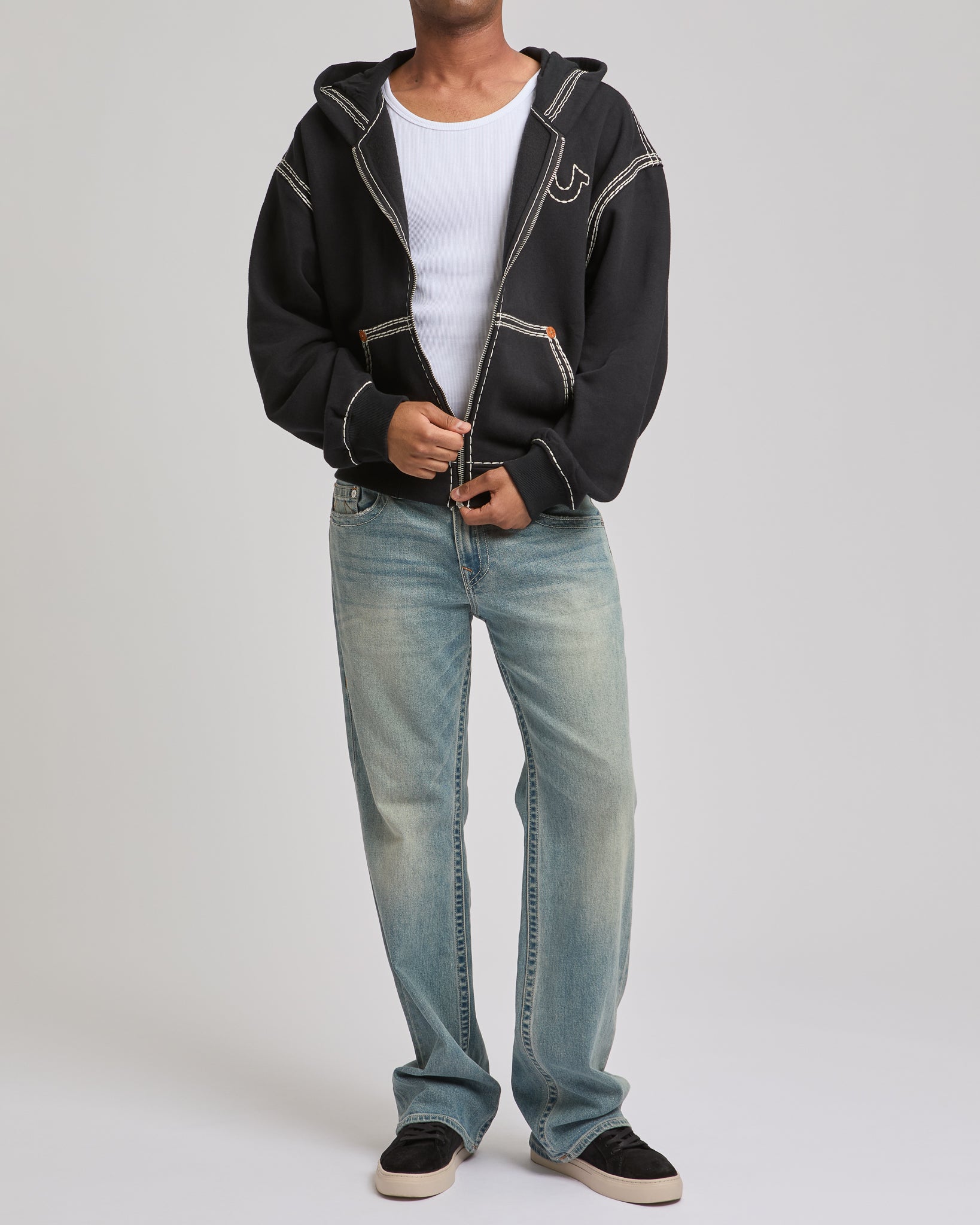 SUPER QT BOXY ZIP UP HOODIE - JET BLACK