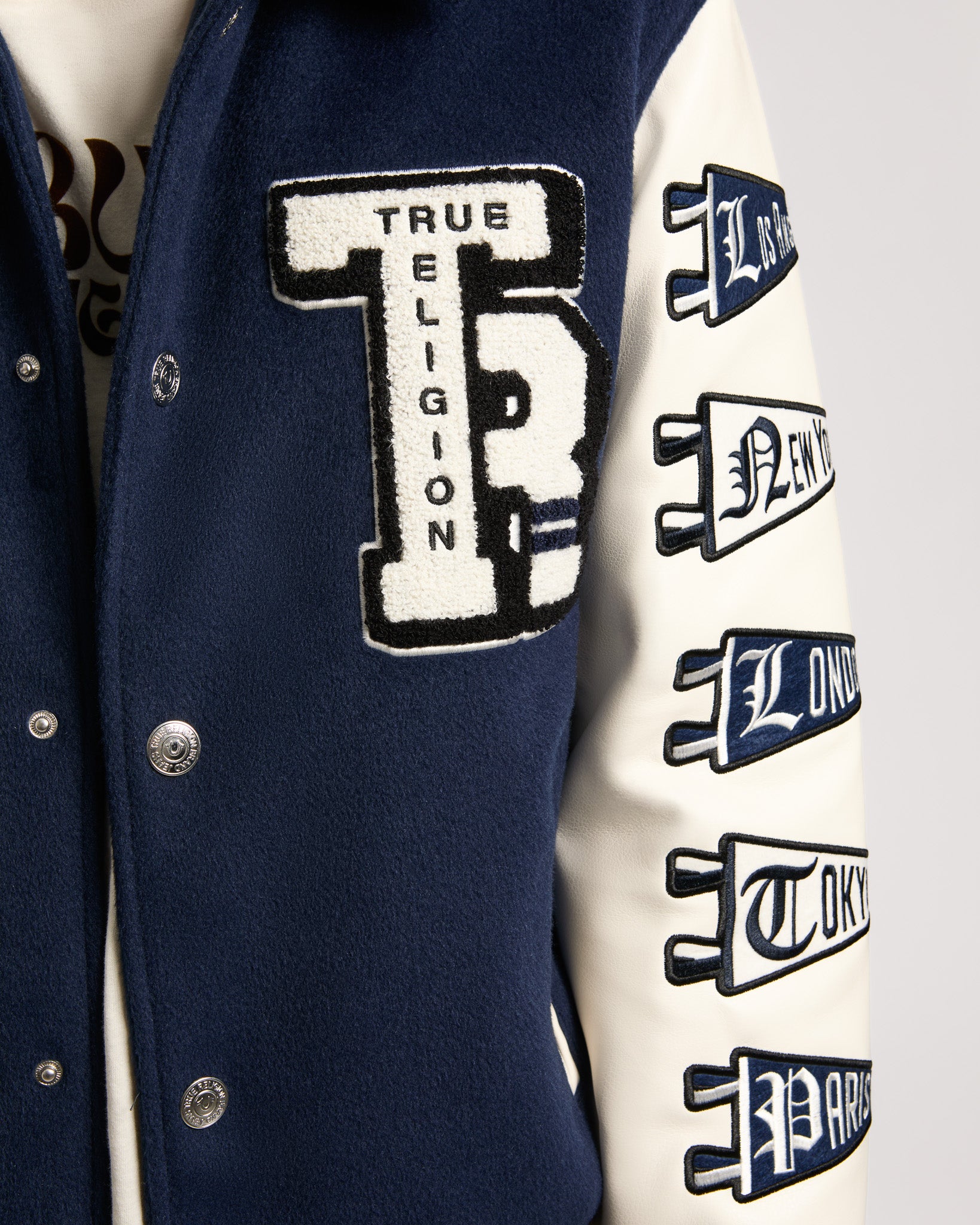TR CREST WOOL VARSITY JACKET - MIDNIGHT BLUE