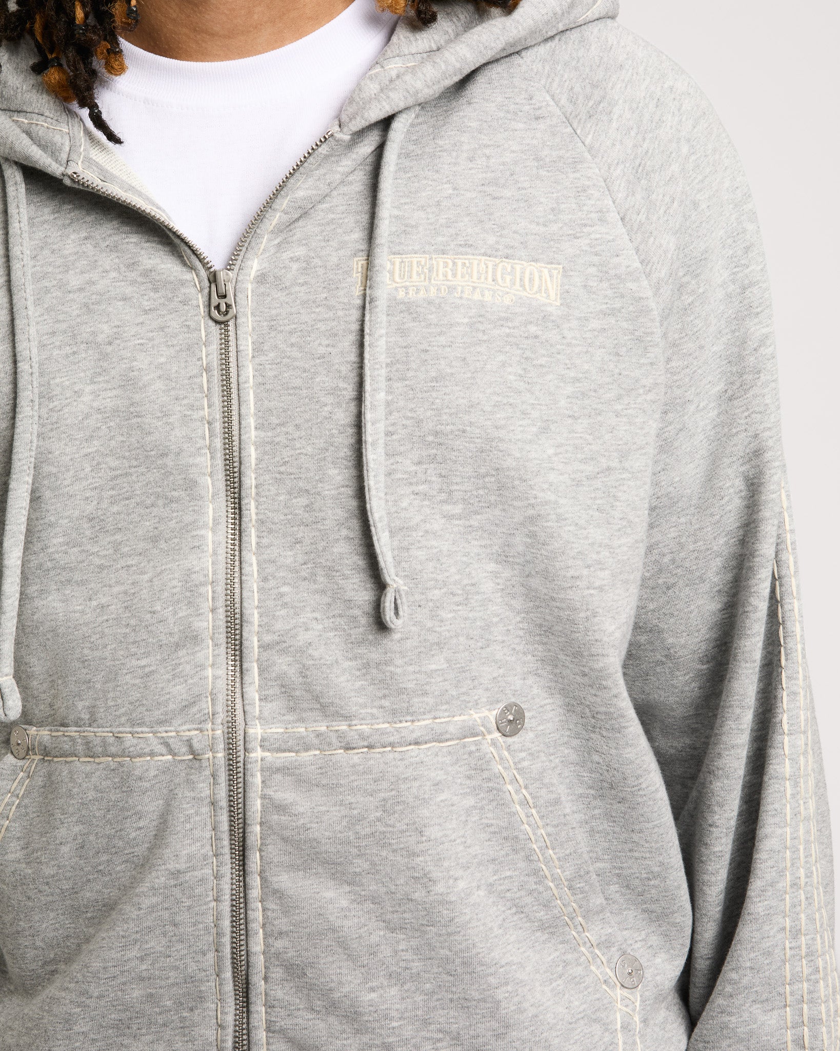 SUPER T BOXY ZIP UP - HEATHER GREY