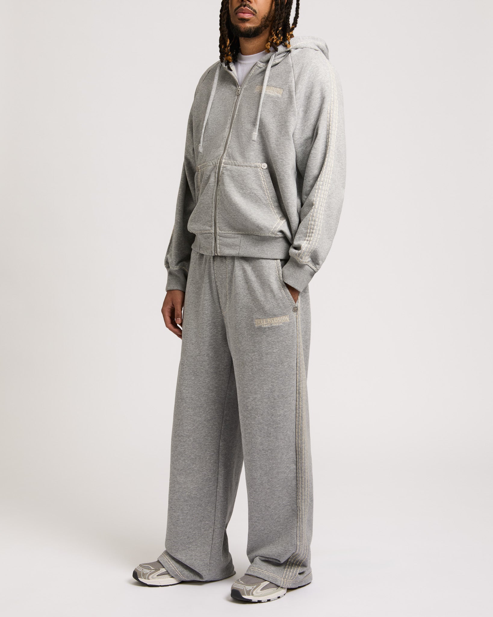 SUPER T BAGGY SWEATS -  HEATHER GREY