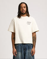 SS PRINT MESH STACKED LOGO TEE - WINTER WHITE