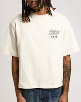 SS PRINT MESH STACKED LOGO TEE - WINTER WHITE