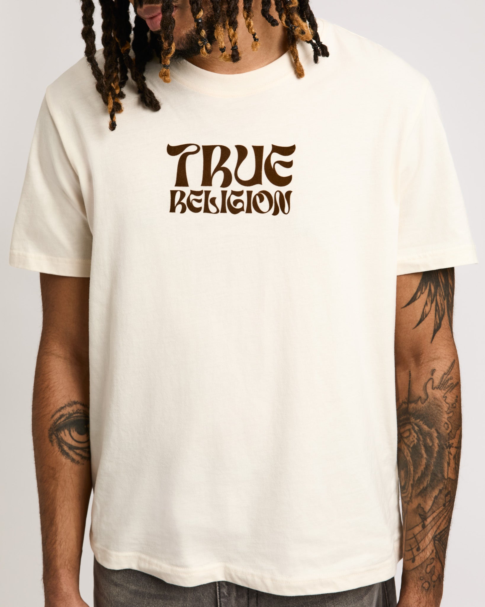 SS WAVY LOGO BUDDHA FACE TEE - WINTER WHITE