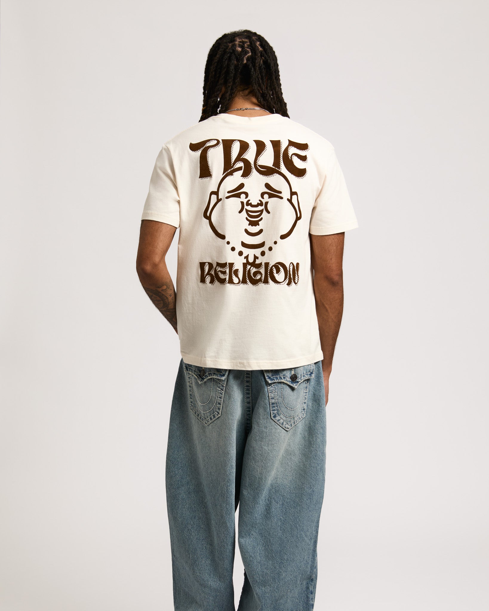 SS WAVY LOGO BUDDHA FACE TEE - WINTER WHITE