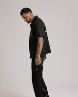 SS FULL ZIP BUDDHA SHIRT - BLACK