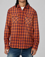 LS SPRAYED FLANNEL - RED / ORANGE PLAID