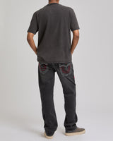WASHED SNAKE BITE TEE - JET BLACK