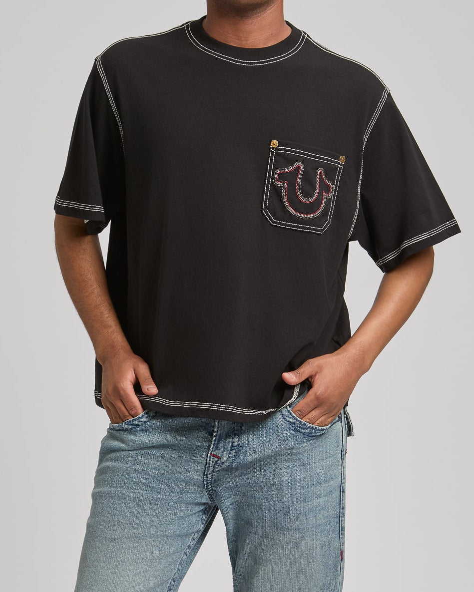 ROPE HEAVY BOXY TEE - JET BLACK