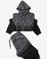 DIP DYED BIG T BOXY ZIP HOODIE - VINTAGE BLACK