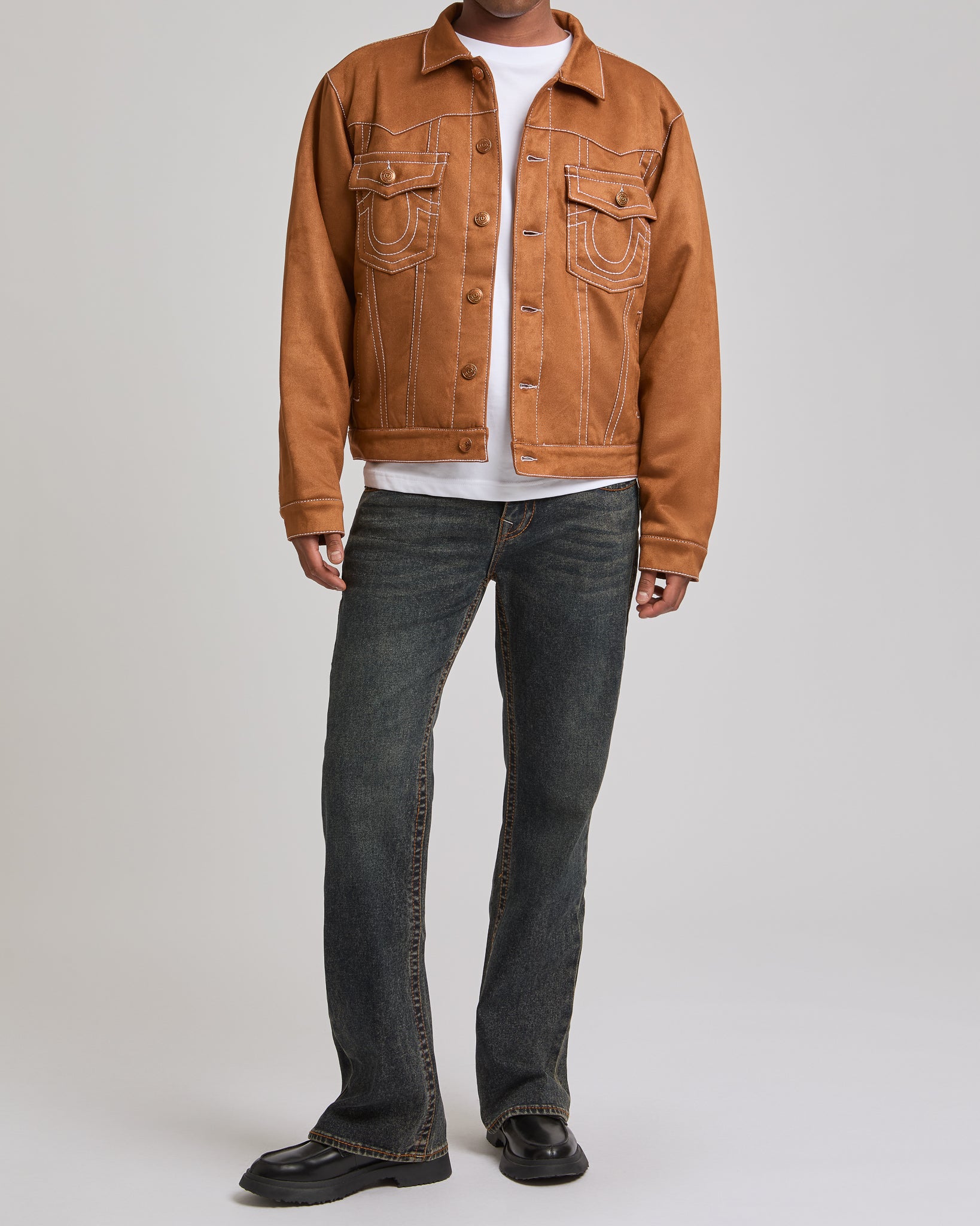 BILLY BIGT FLP ULTRASUEDE 34IN - OILSKIN DUST FADE DARK WASH