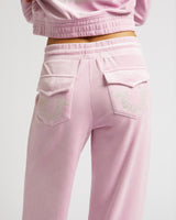 CRYSTL VELOUR STRAIGHT LEG - MAUVE MIST