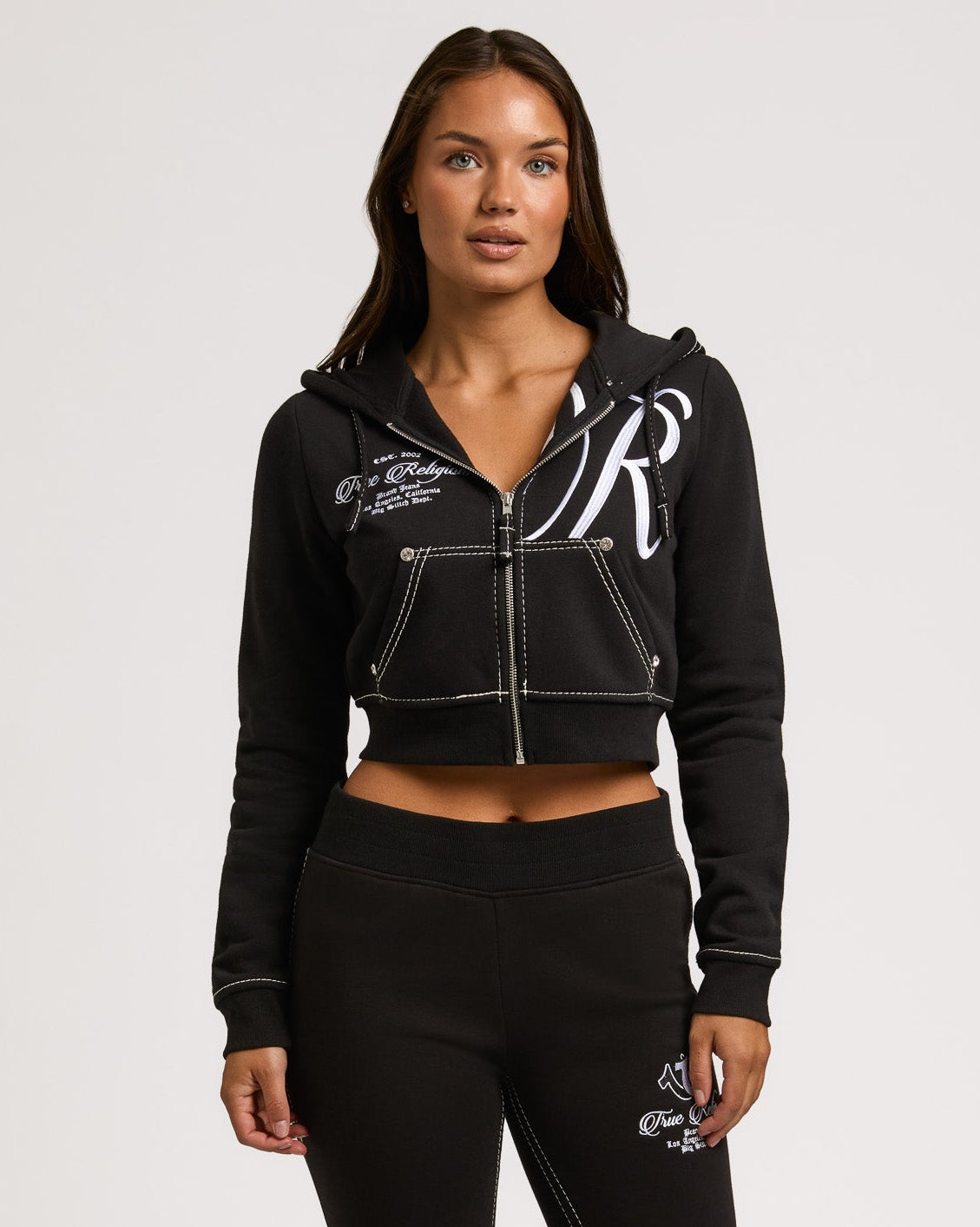 EMBR BIG T SHRUNKN ZIP HOODIE - JET BLACK