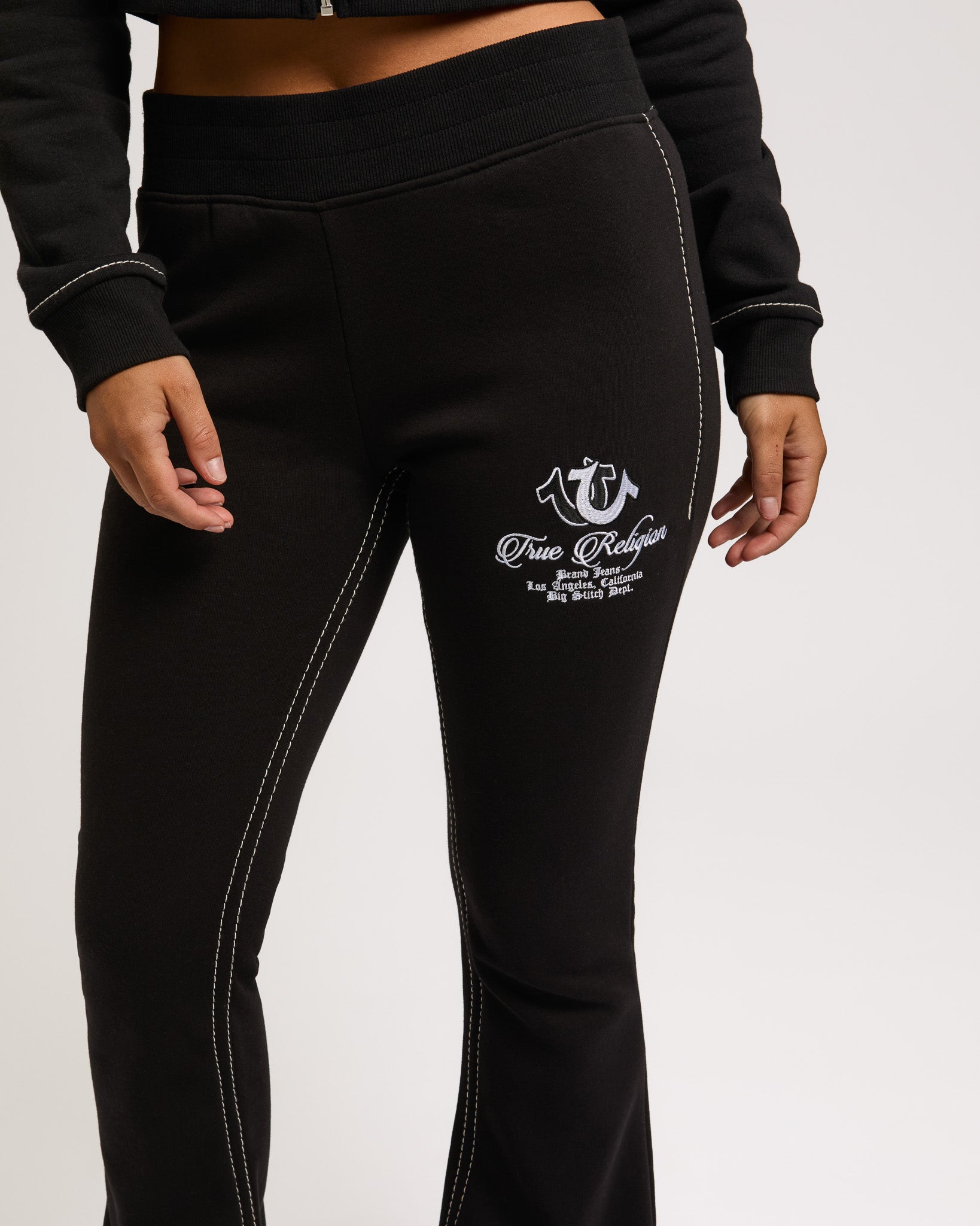 EMBROIDERED MR BIG T BOOTCUT - JET BLACK