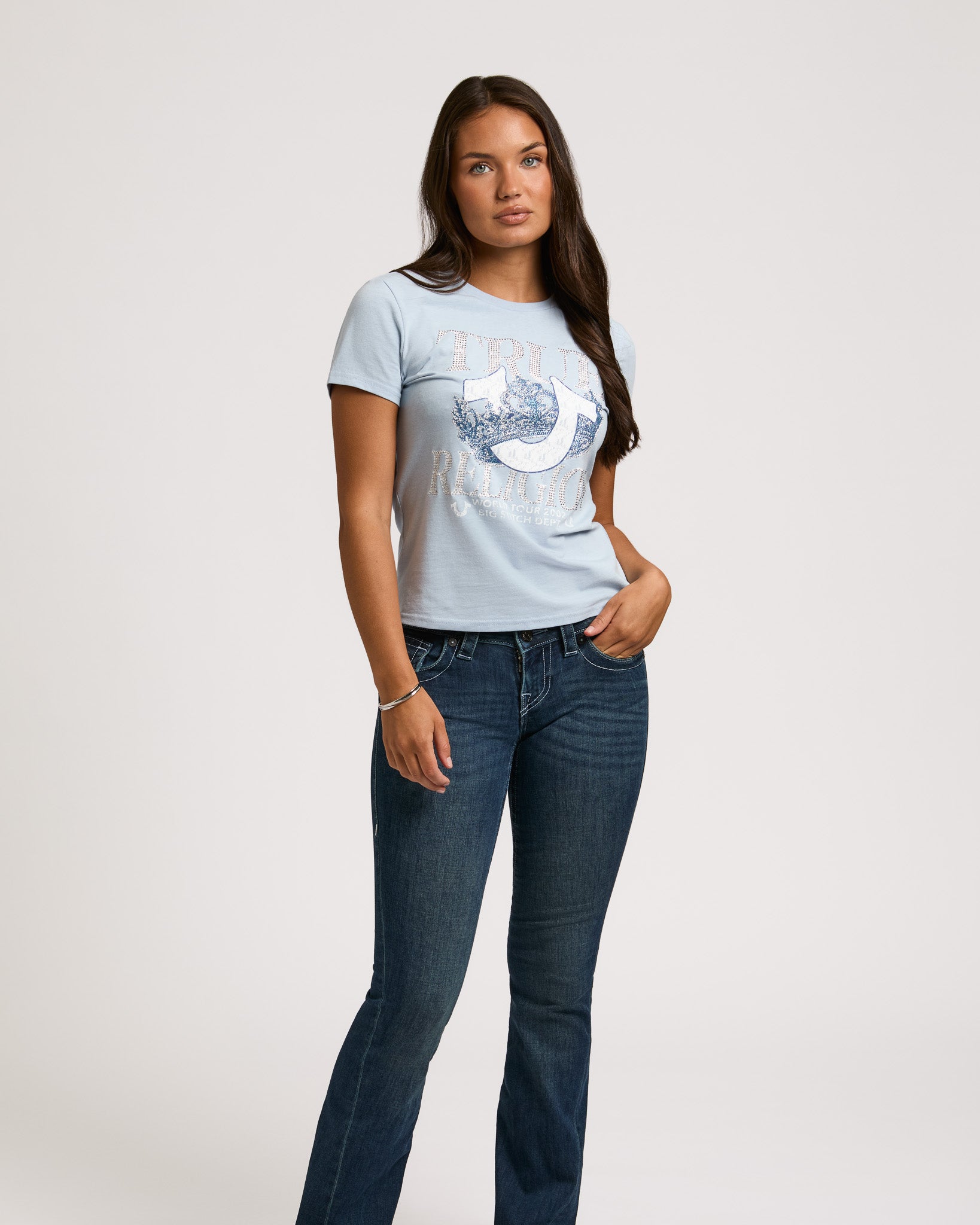 CRYSTAL CLASSIC CREW NECK TEE - CASHMERE BLUE