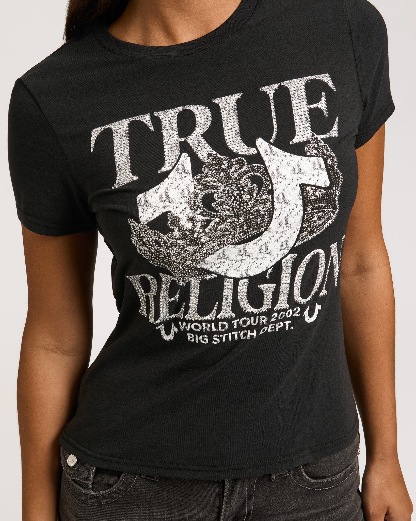 CRYSTAL CLASSIC CREW NECK TEE - JET BLACK