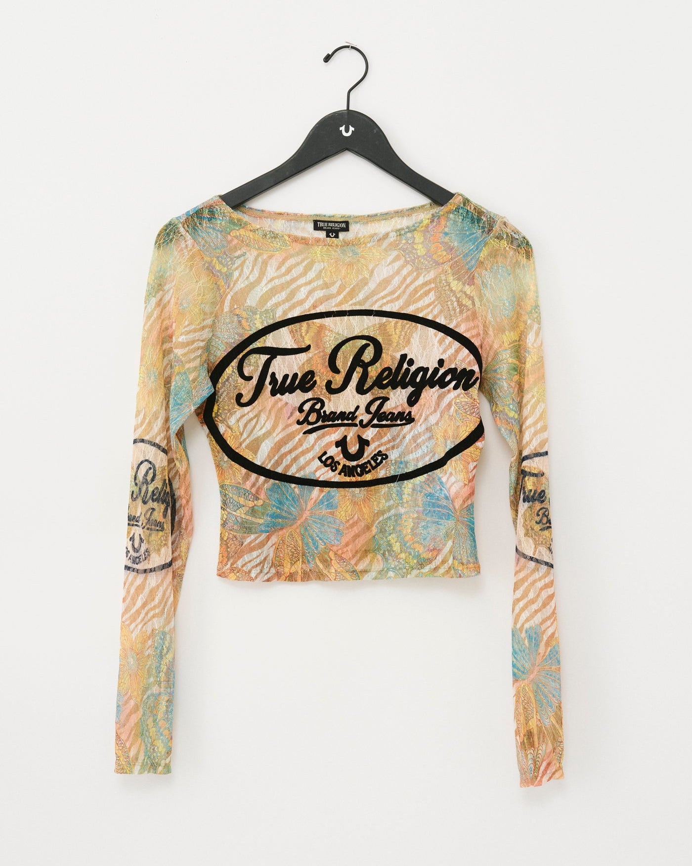 AOP BUTTERFLY LACE LS TOP - DOUBLE CREAM