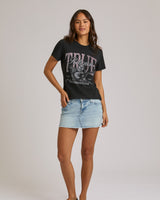 CRYSTAL BUDDHA CREW NECK TEE - JET BLACK