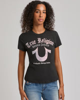CRYSTAL HS CREW NECK TEE - JET BLACK