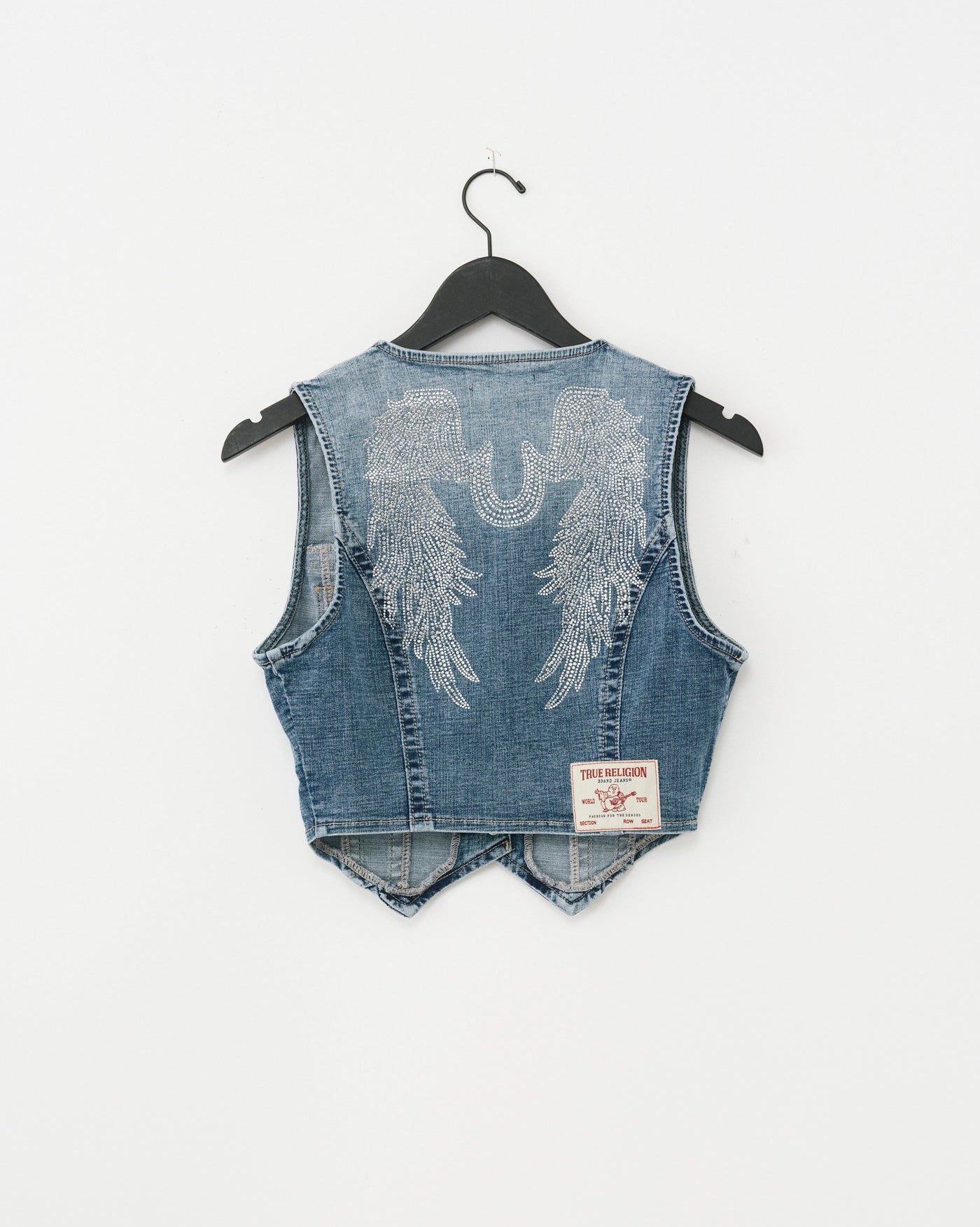 CRYSTAL WING  DENIM VEST - SUGAR SWIRL