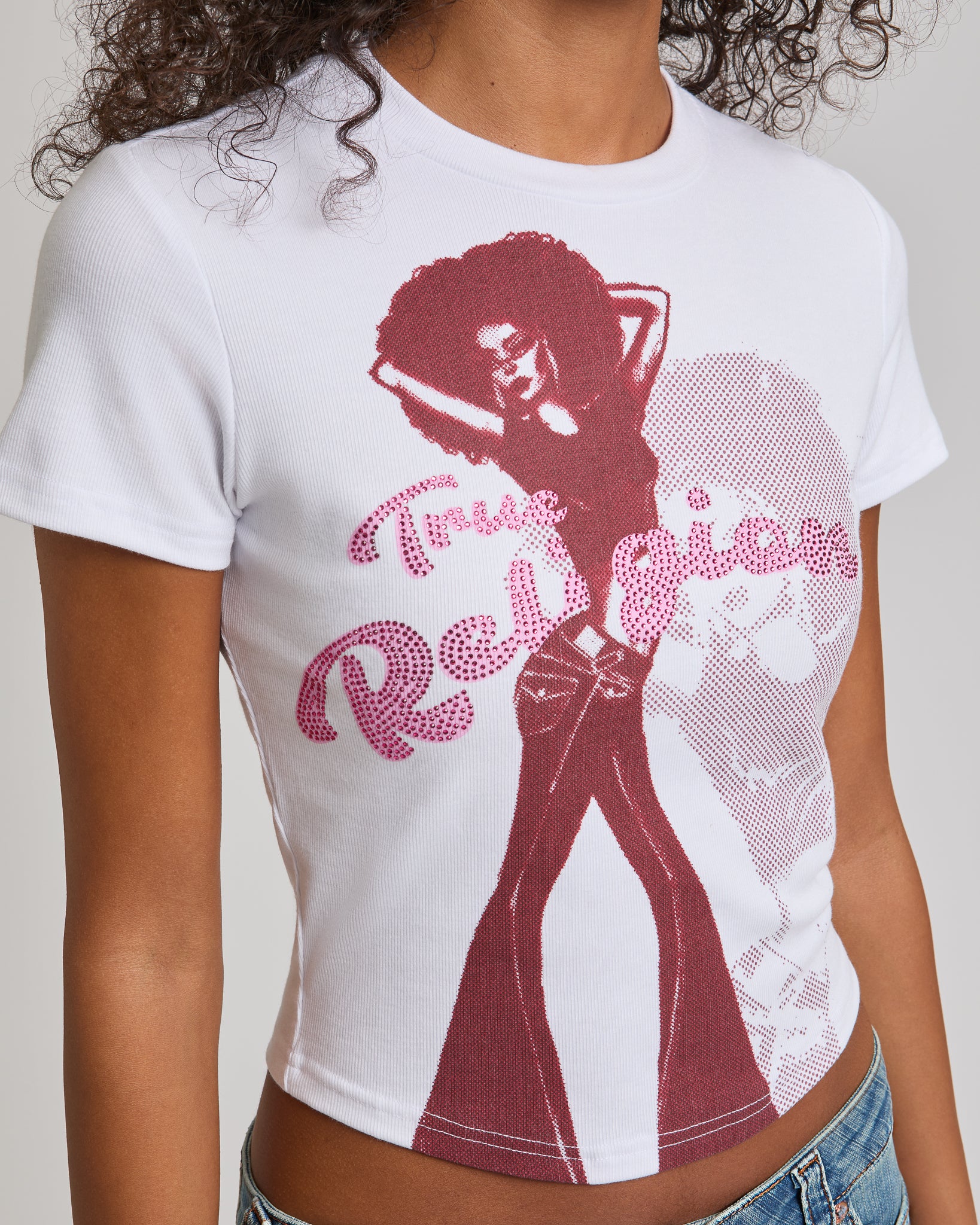 CRYSTAL FOXY LADY BABY TEE - OPTIC WHITE