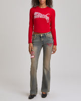 CRYSTAL LS NOTCH TEE - CHILI PEPPER