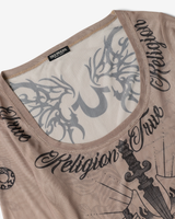 SCOOP NECK TATTOO LS TOP - SILVER MINK