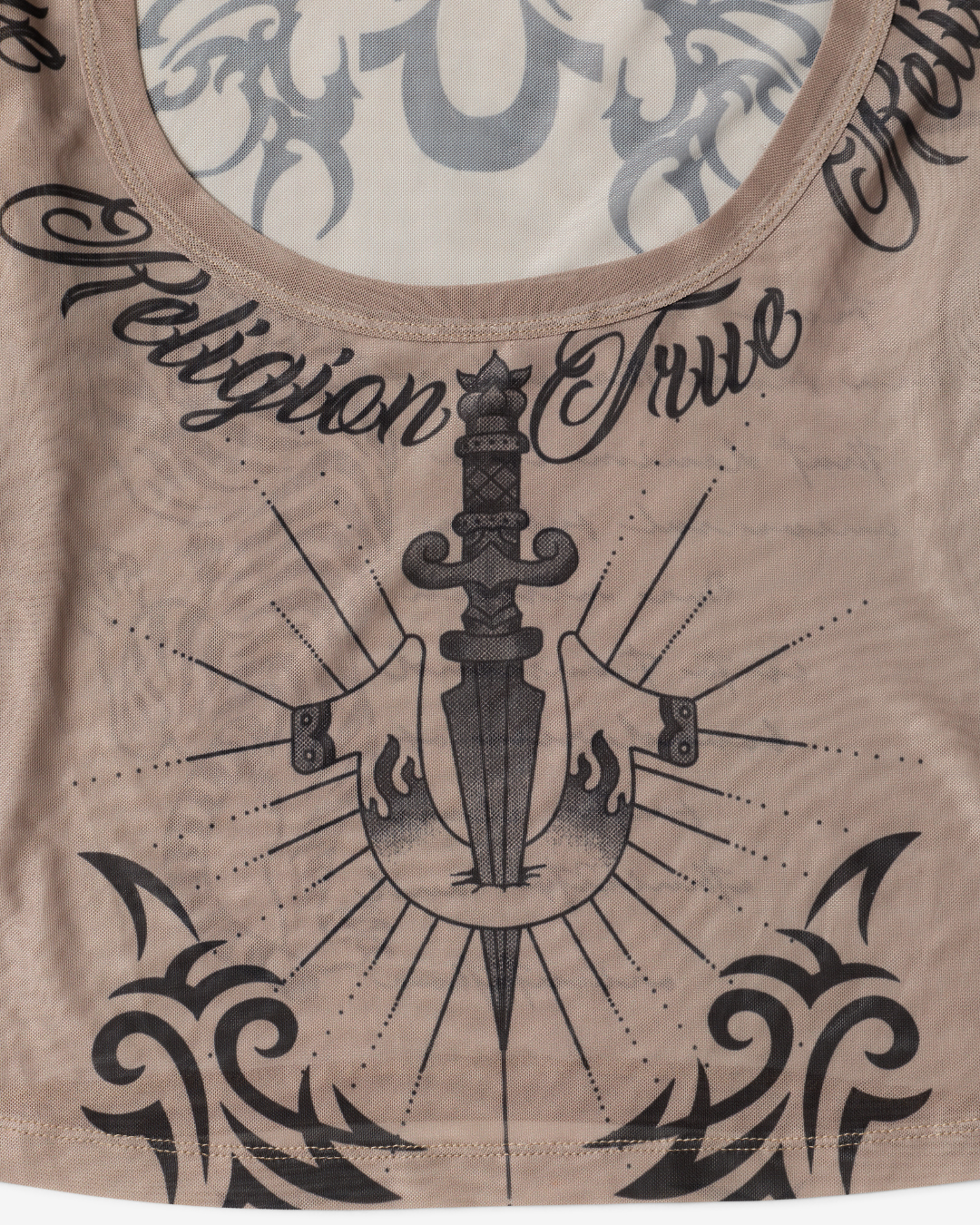 SCOOP NECK TATTOO LS TOP - SILVER MINK