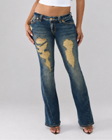 JOEY LR FLARE BIG T FLAP - DARK WASH W/ DESTROY