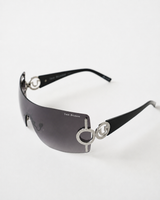 CRYSTAL SHIELD SUNGLASSES - JET BLACK