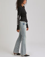 EMBROIDERED ASYM ZIP SWEATER - JET BLACK
