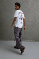 BIG T FASHION CARGO PANT - BROWN ACID WASH