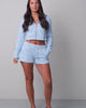 EMBROIDERED LOUNGE SHORTS - CASHMERE BLUE